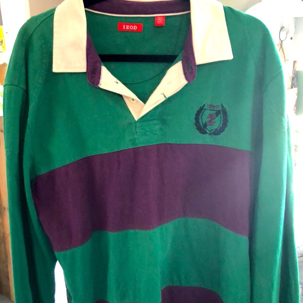 Vintage izod rugby shirt purple and green